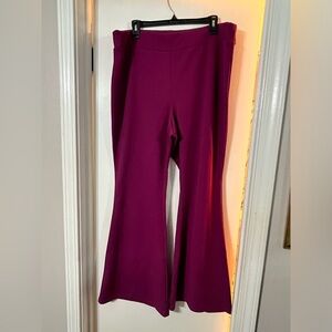SHEIN CURVE Deep Magenta Knit Flared Pants